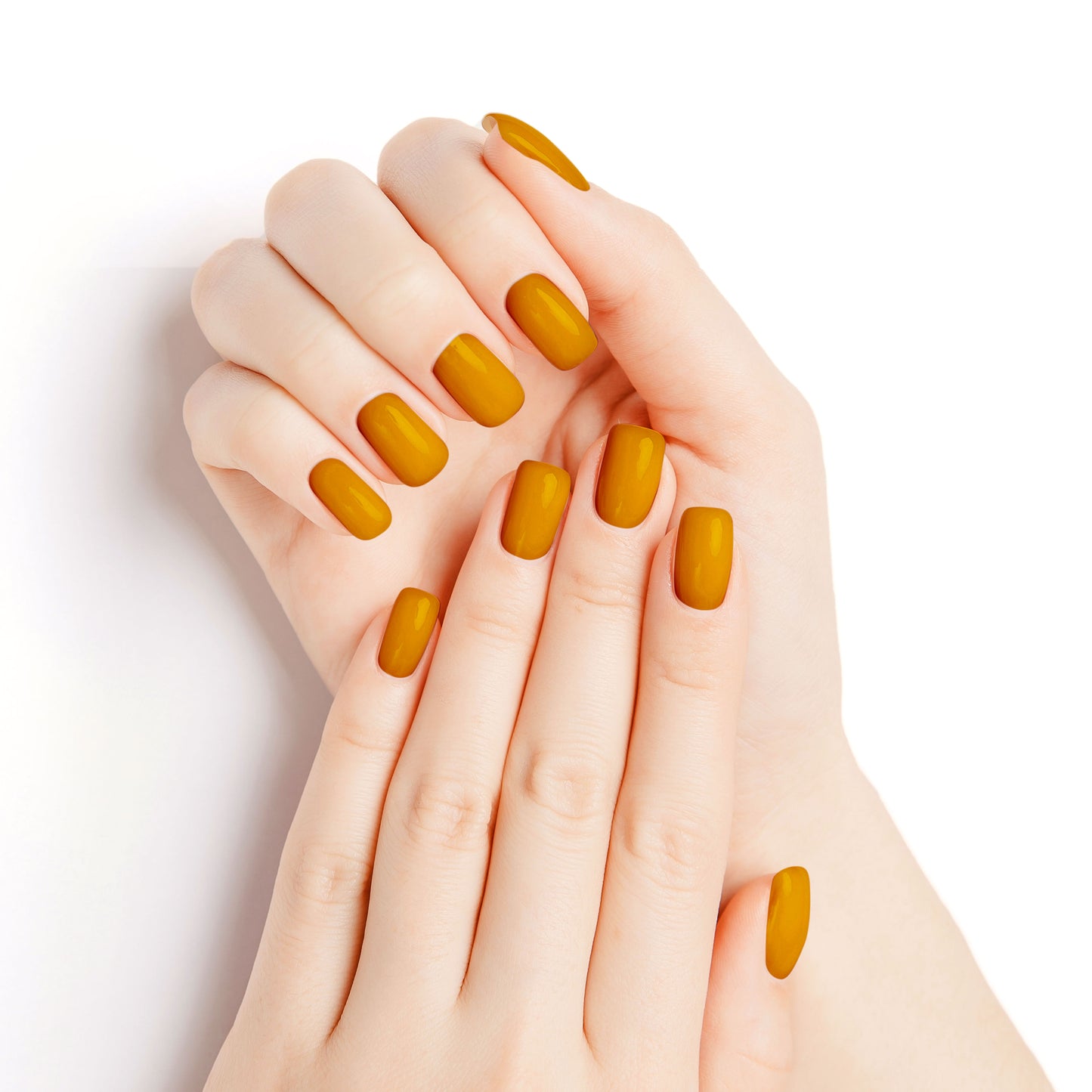 Ochre Yellow Nail Gel Polish Strips | "Golden Sands" Solid Color Nail Wrap Kit