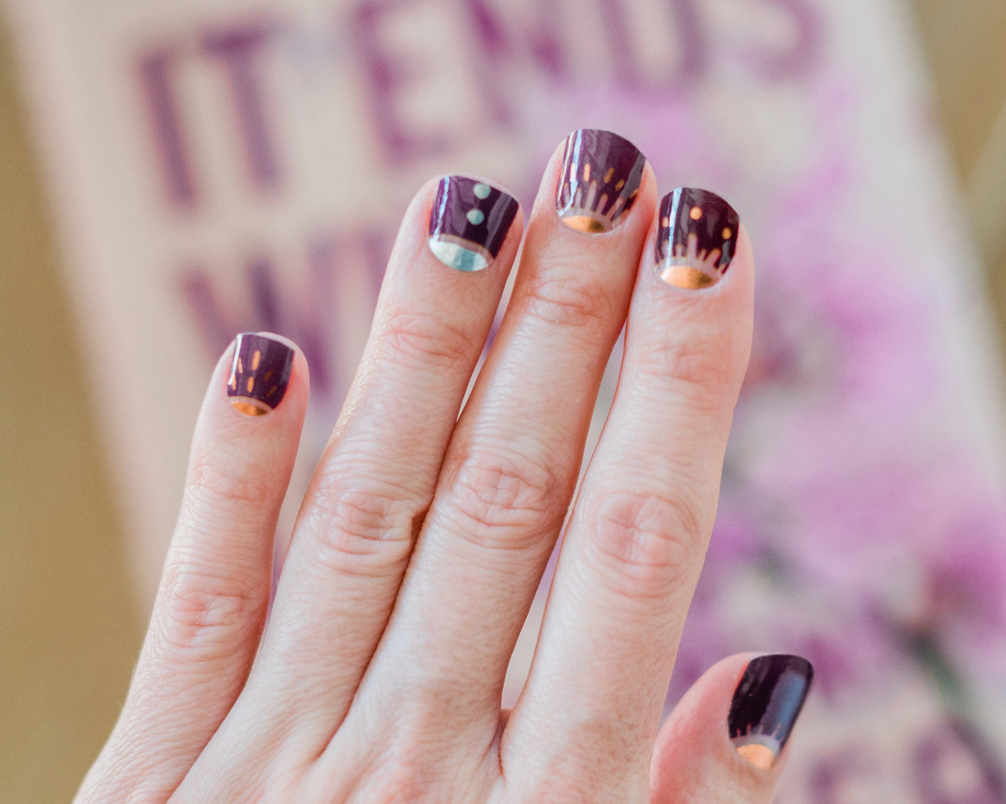 'Moonrise Queendom' Silver and Bronze Metallic Sun and Moon Nail Wrap Kit