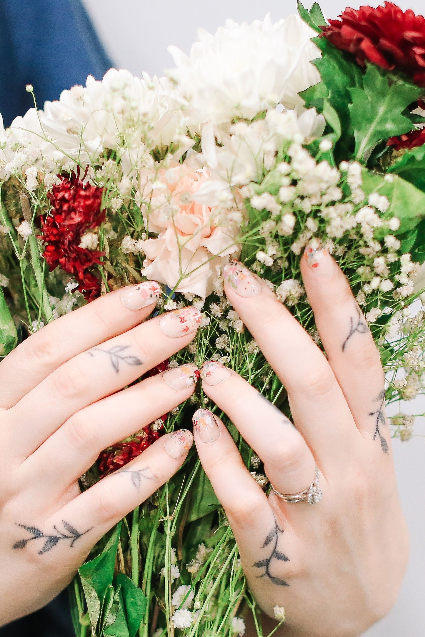 Translucent "French Wildflower Bouquet” Floral Nail Wrap Kit