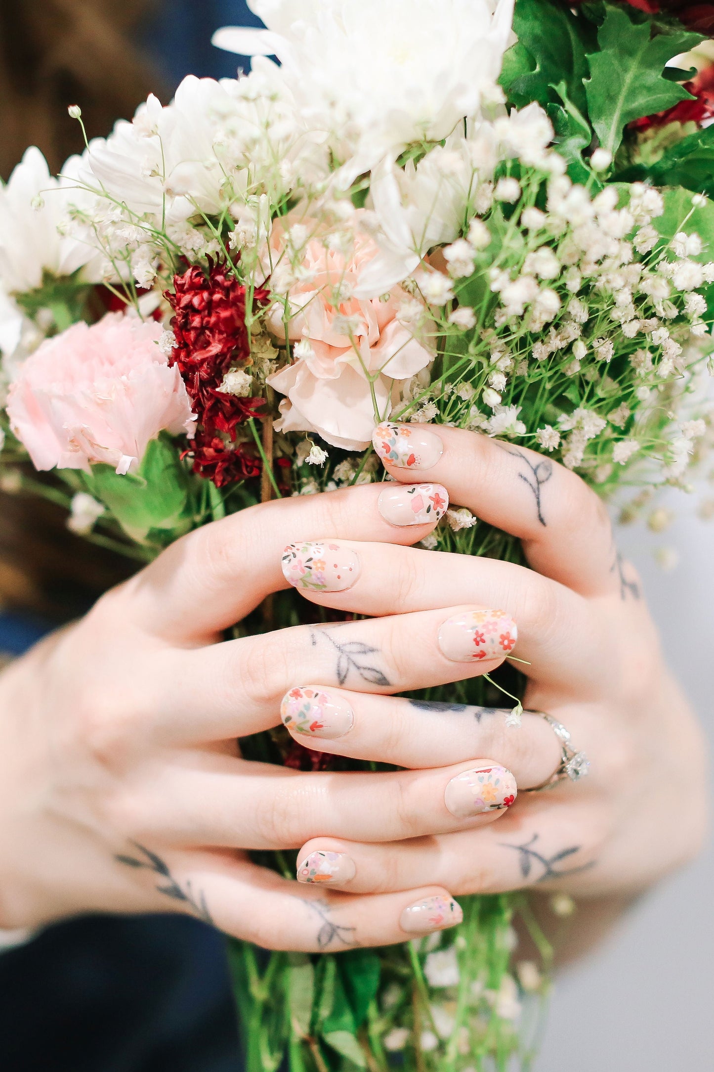 Translucent "French Wildflower Bouquet” Floral Nail Wrap Kit