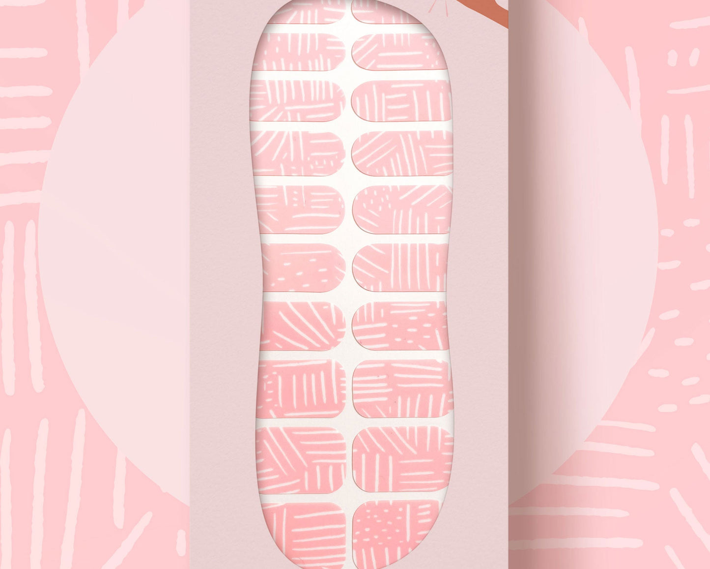 a pink and white box with a pattern on it