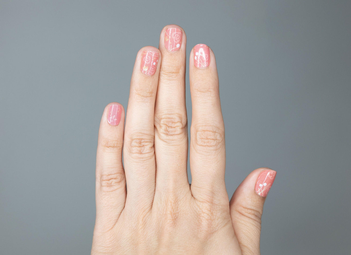 Pink Coral Floral Blossom Nail Wraps