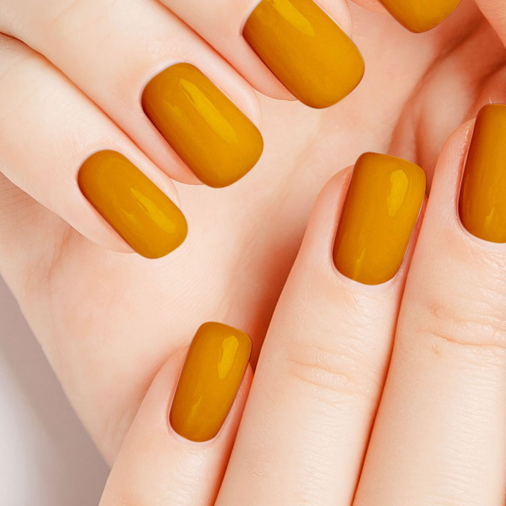 Ochre Yellow Nail Gel Polish Strips | "Golden Sands" Solid Color Nail Wrap Kit