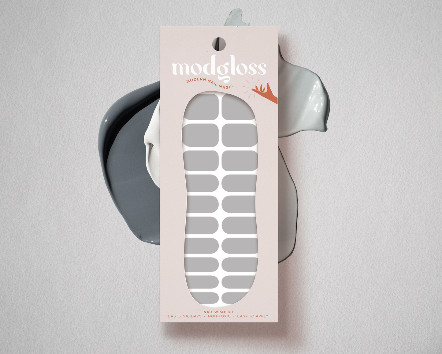 Gray 'London Fog' Solid Color Nail Wrap Kit