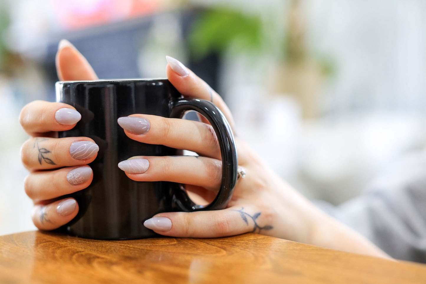 “Whispering Willow” Minimalist Elegant Gray Leaf Nail Wrap Kit